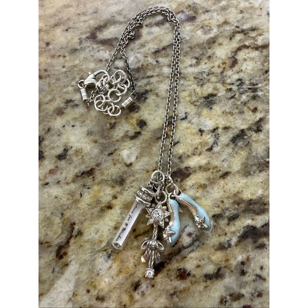Brighton Cinderella-Theme Princess Charm Necklace Magic Wand, Slippers, 3 Wishes